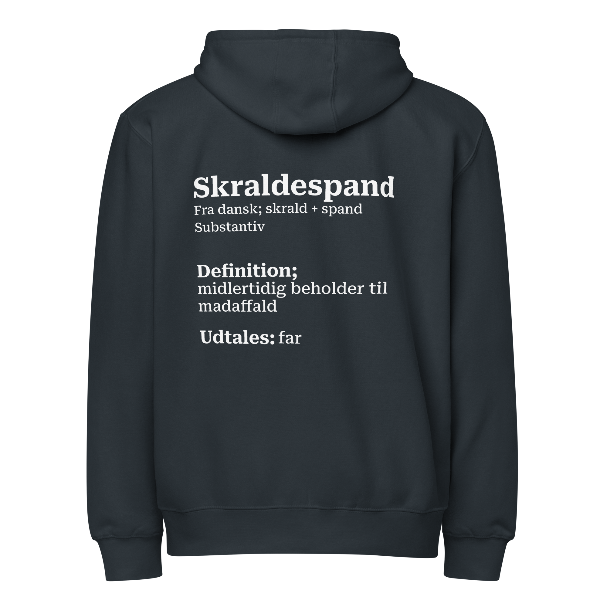 Full zip hoodie med humoristisk citat og komfortabel pasform