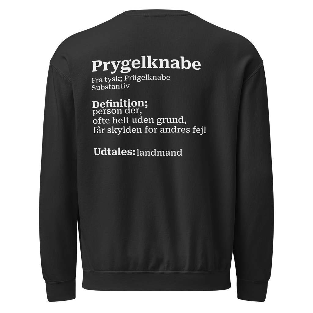 Sweatshirt med humoristisk tekst og minimalistisk dansk design